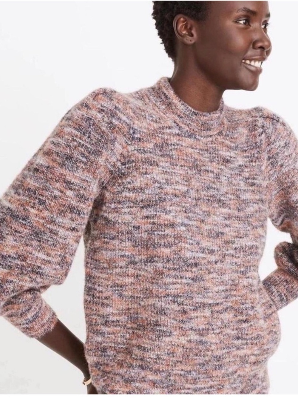 Madewell NWT Space-Dyed Eaton Puff-Sleeve Pullover Sweater fall cozy